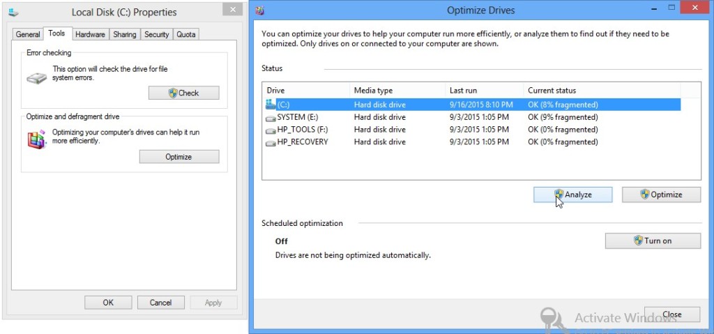 how to optimize drives in Windows
