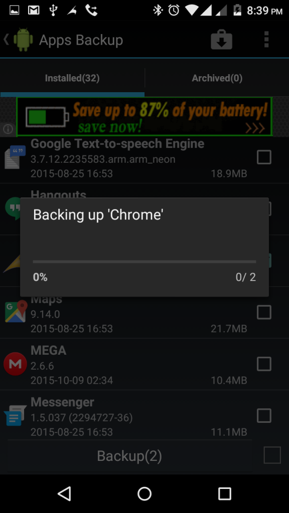 backing up android contacts