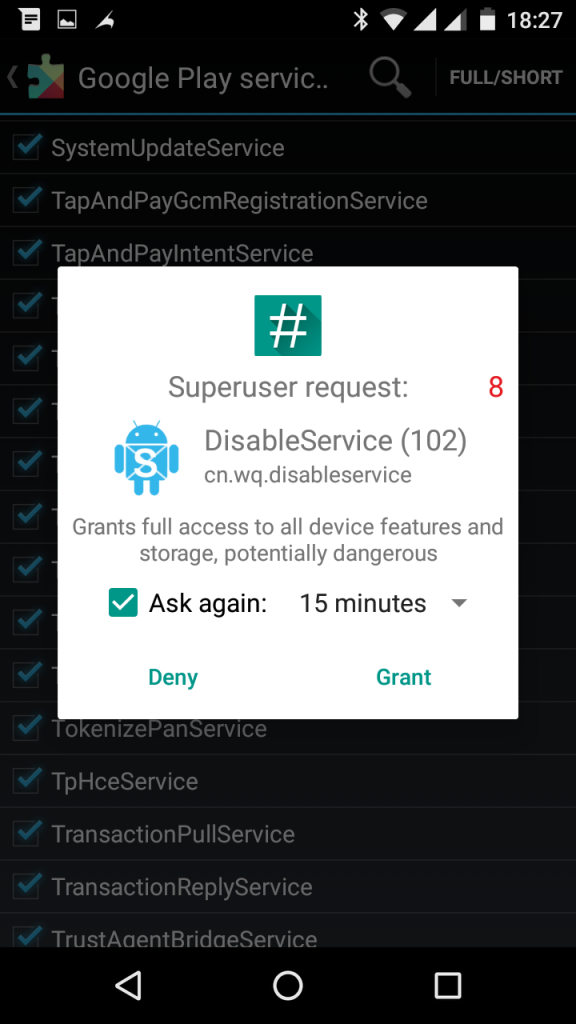 disable service apk super user