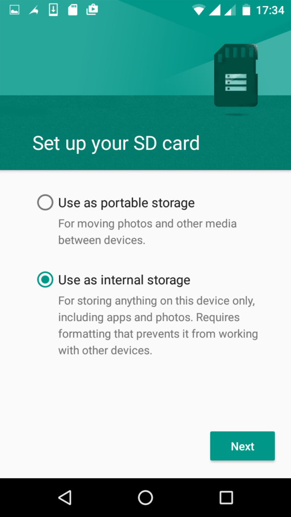 How to use a sanDisk card as internal storage on Marshmallow