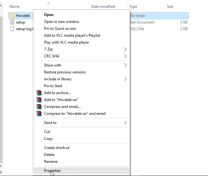 folder properties Windows