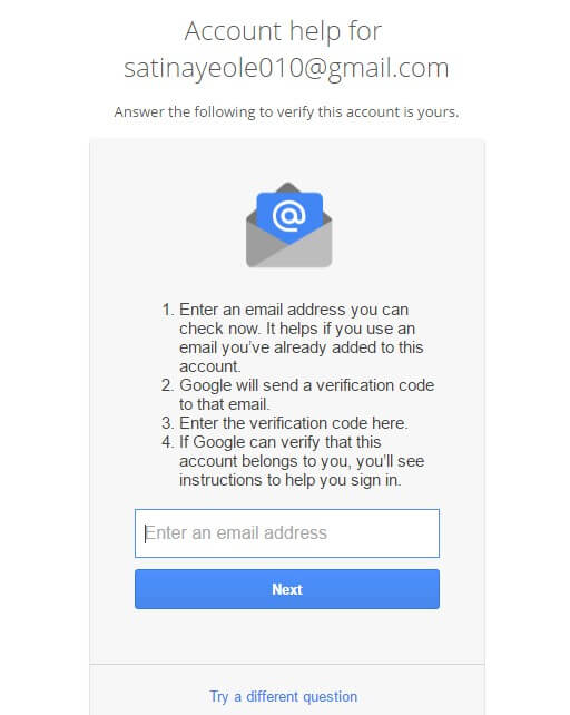 google recovery email