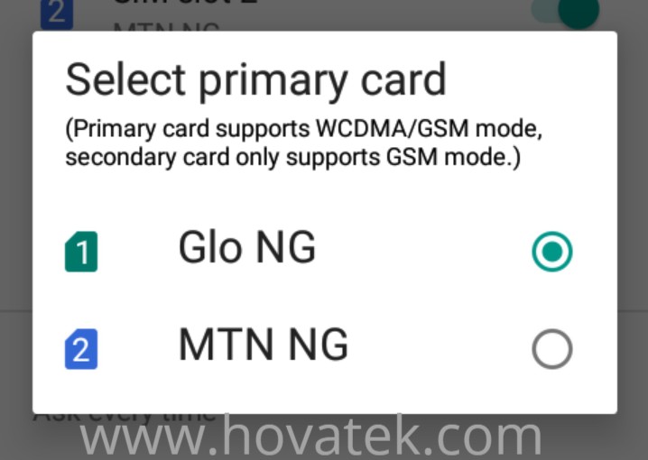 Android select primary sim card