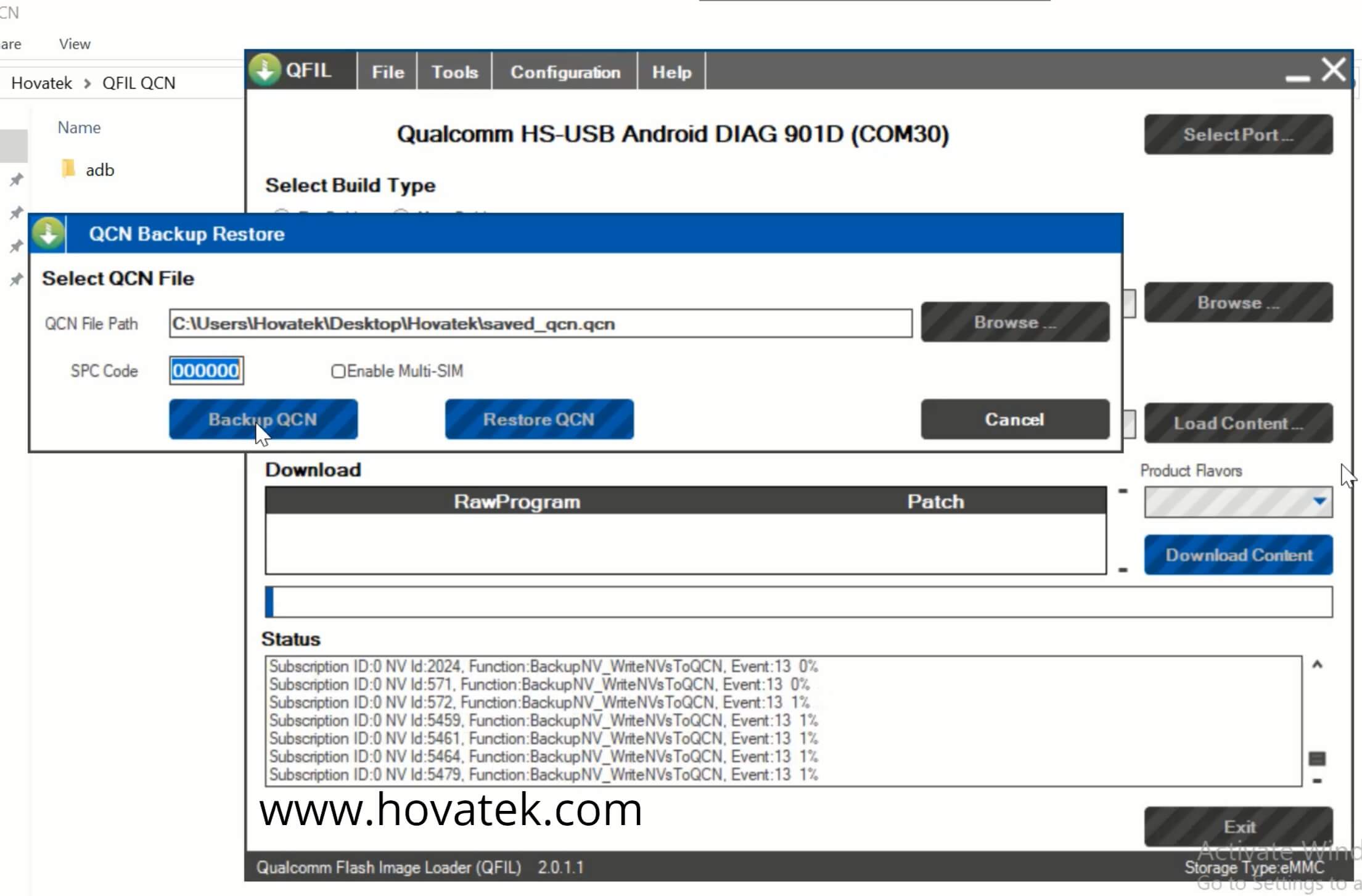 How to use QFIL to backup & restore QCN to