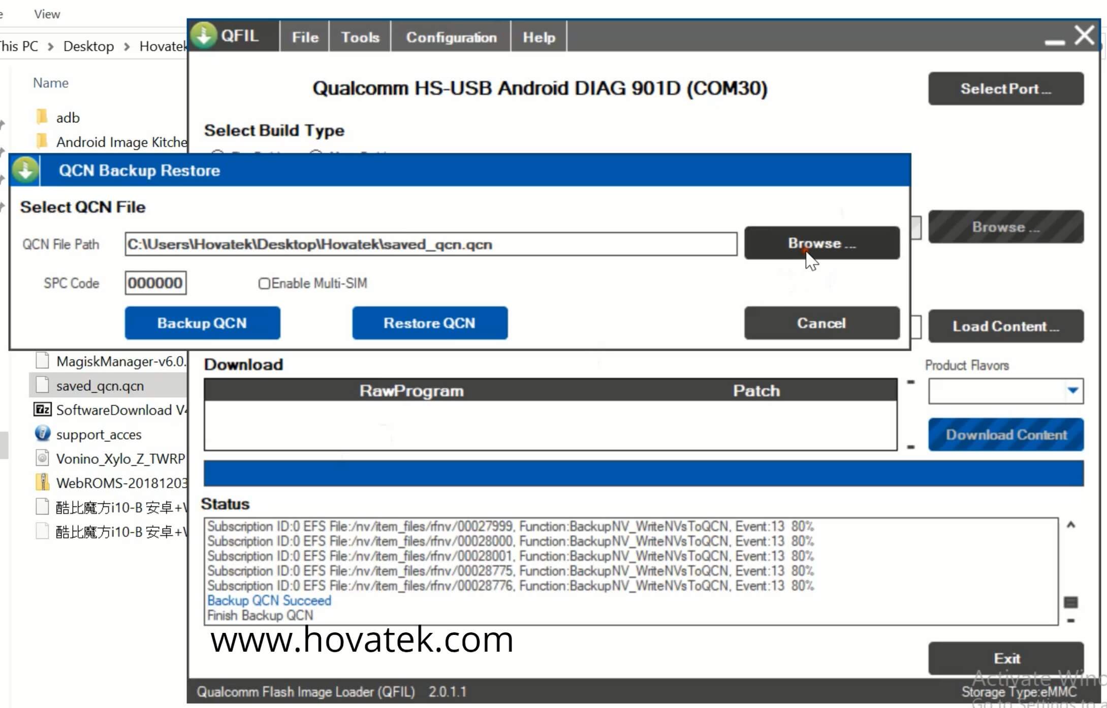 How to use QFIL to backup & restore QCN to