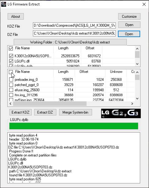 How to extract LG kdz / tot firmware