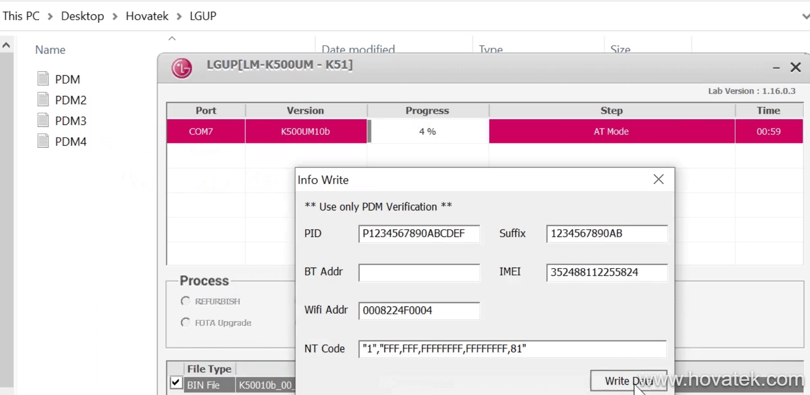 How to use LGUP to write NT CODE to LG Android